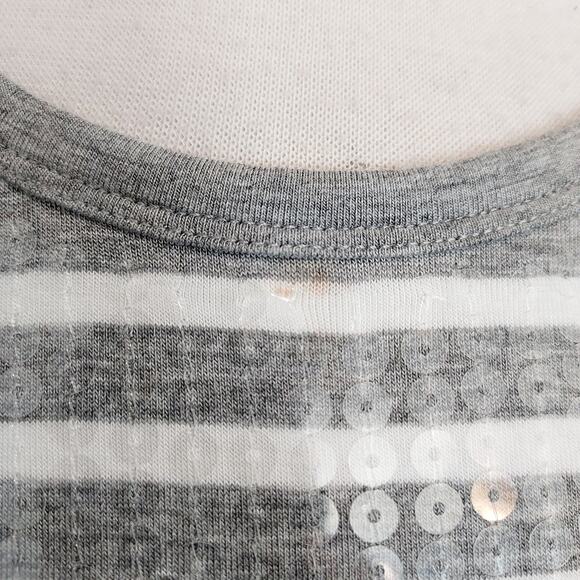 Michael Kors Gray & White Striped Blouse w/Sequins - Picture 4 of 12